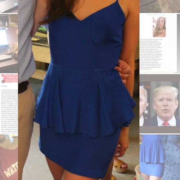 Amanda Uprichard Blue Silk Peplum Dress Size XS/P - Picture 6 of 7